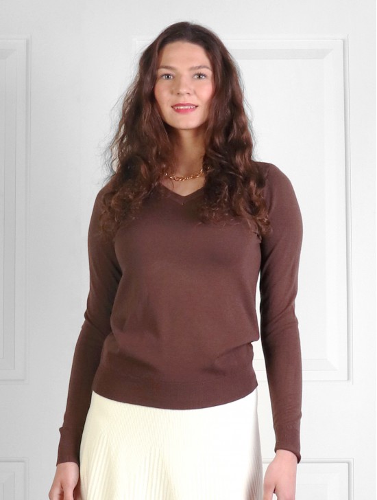 Cashmere Feeling V-Neck Soft Long Sleeves Base Top